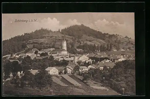 AK Schönberg i. b. W., Panoramablick auf den Ort