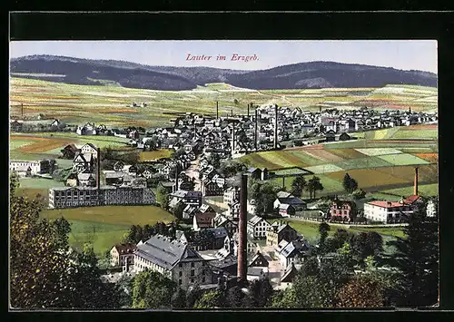 AK Lauter im Erzgeb., Panoramablick auf dei Ortschaft