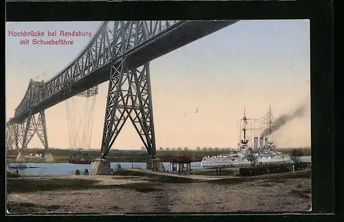 AK Rendsburg, Hochbrücke mit Schwebefähre