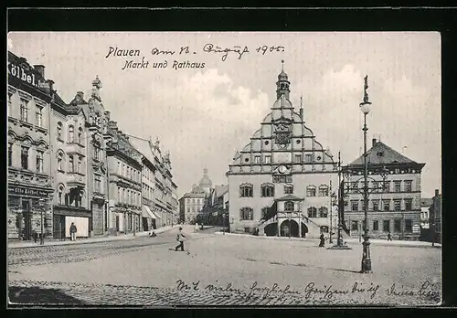 AK Plauen, Markt und Rathaus