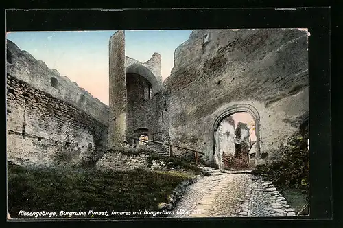 AK Hermsdorf /Kynast, Burgruine Kynast, Inneres mit Hungerturm