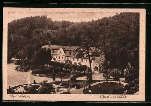 AK Bad Kudowa, Kurpark mit Schloss