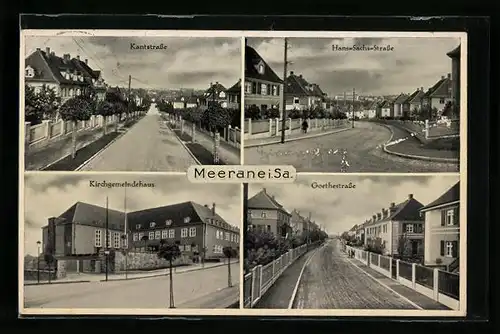 AK Meerane i. Sa., Kantstrasse und Goethestrasse