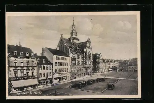 AK Werdau i. Sa., Strassenpartie am Markt