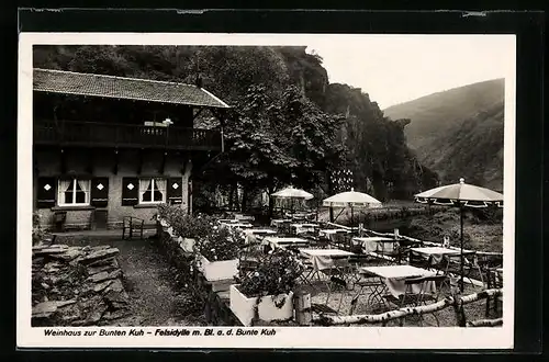 AK Walporzheim /Ahr, Felsidylle am Weinhaus zur Bunten Kuh