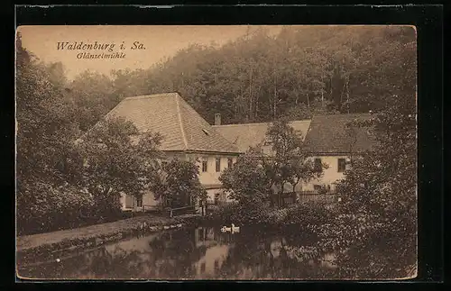 AK Waldenburg i. Sa., Blick auf die Glänzelmühle
