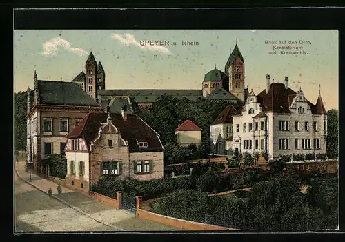 AK Speyer a. Rhein, Blick auf Stadt und Kirche