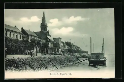 AK Emmerich, Rheinpartie mit Blick auf die Stadt