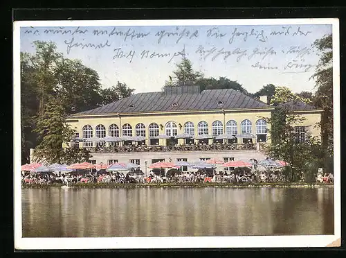 AK München-Schwabing, Gaststätte Seehaus Kleinhesselohe im Englischen Garten