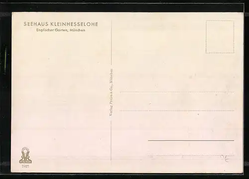 AK München-Schwabing, Gaststätte Seehaus Kleinhesselohe im Englischen Garten, vom Wasser gesehen