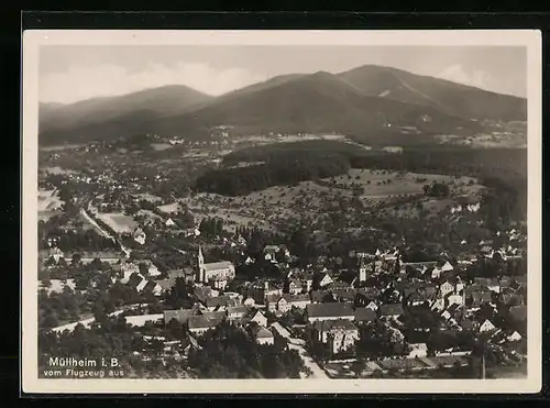 AK Müllheim i. Br., Ortsansicht vom Flugzeug aus