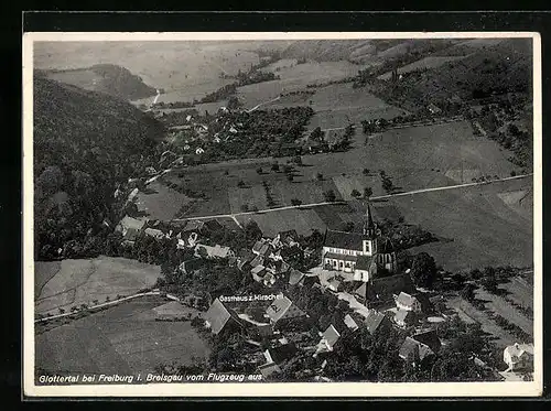 AK Freiburg i. Breisgau, Glottertal vom Flugzeug aus, mit Gasthaus zum Hirschen