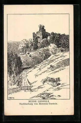 Künstler-AK Leofels, Ruine Leofels