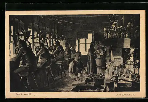 AK Bayr. Wald, Werkstatt einer Glasschleiferei