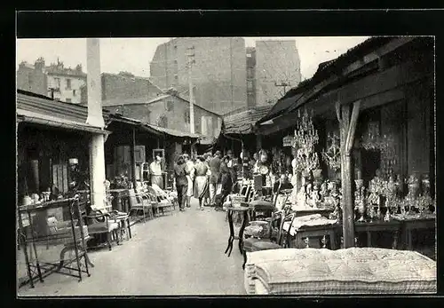 AK Paris, Le Marche Aux Puces, Une allée du marché, Trödelmarkt