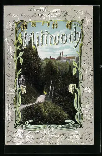 AK Mittwoch, Wanderweg mit Blick zum Ort