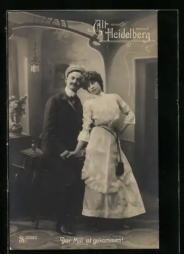 AK Alt-Heidelberg, Der Mai ist gekommen, Student mit seinem Schwarm, studentische Szene