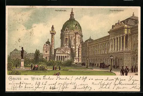 AK Wien, Carlskirche, Polytechnikum