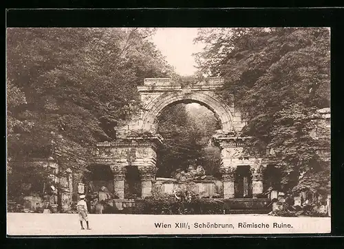AK Wien, Schlossgarten Schönbrunn, Römische Ruine