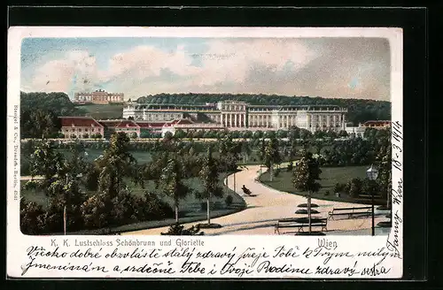 AK Wien, Lustschloss Schönbrunn und Gloriette