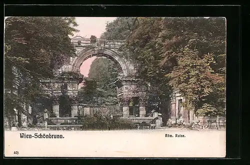 AK Wien, Römische Ruine in Schönbrunn