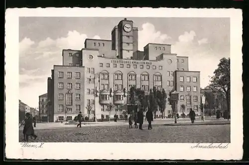 AK Wien, Amalienbad mit Strasse