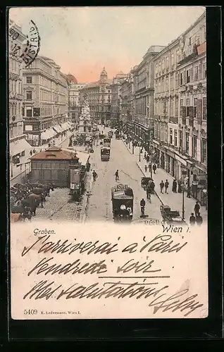 AK Wien, Graben, Strassenpartie mit Passanten