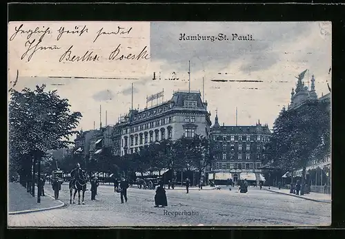AK Hamburg-St. Pauli, Partie an der Reeperbahn