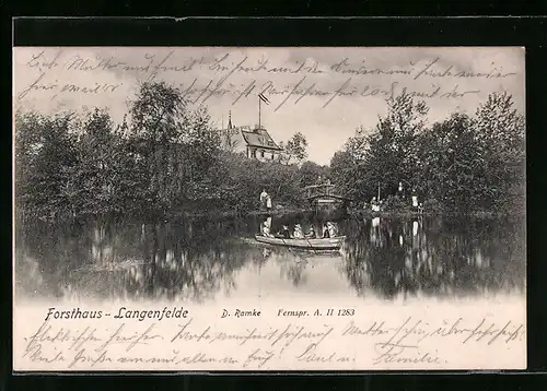 AK Langenfelde, Gasthaus Forsthaus mit Boot