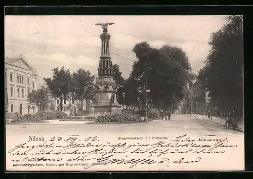 AK Hamburg-Altona, Siegesdenkmal mit Palmaille