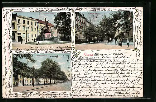 AK Hamburg-Altona, Siegesdenkmal, Marktstrasse, Goethestrasse