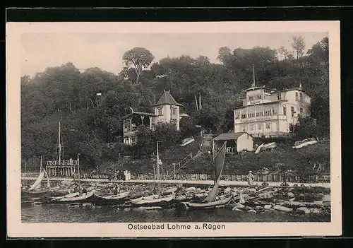 AK Lohme a. Rügen, Uferpartie mit Restaurant Seestern und Booten