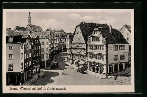 AK Kassel, Drahtwerke Linker am Altmarkt mit Blick in die Brüderstrasse