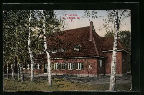 AK Blumenthal i. H., Forsthaus mit Birken