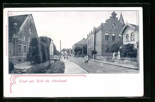 AK Jork, Strassenpartie mit Kindern