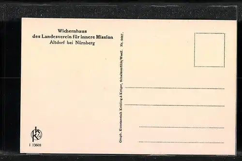 AK Altdorf bei Nürnberg, Wichernhaus des Landesverein für innere Mission, Krankenzimmer im Sonnenstock, Innenansicht