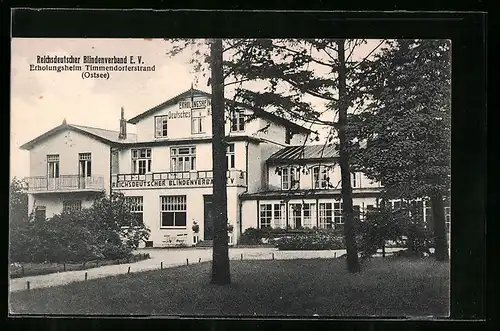 AK Timmendorferstrand /Ostsee, Reichsdeutscher Blindenverband E. V., Erholungsheim