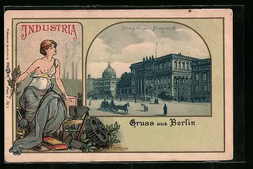 Lithographie Berlin, Palais Kaiser Friedrich III.