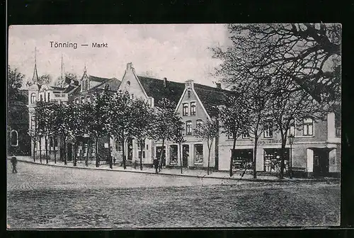 AK Tönning, Markt mit Häusern