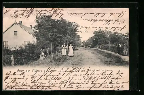 AK Olderup, Meierei und Dorfstrasse