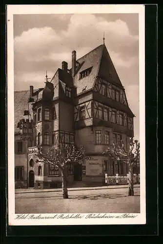 AK Rüdesheim am Rhein, Hotel Restaurant Ratskeller, Marktplatz 15