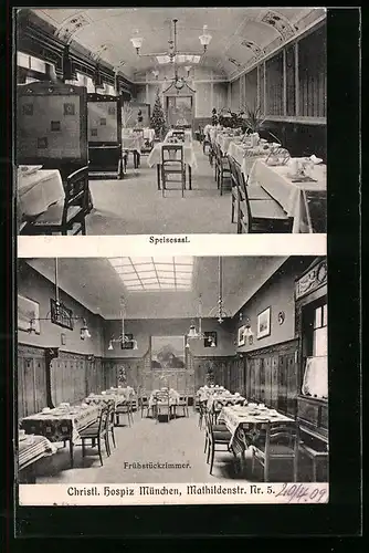 AK München, Christl. Hospiz, Mathildenstrasse 5, Speisesaal