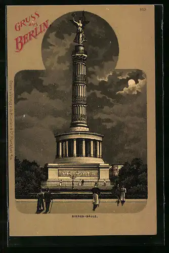 Mondschein-AK Berlin, Siegesäule bei Mondlicht