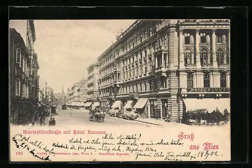 AK Wien, Hotel Kummer in der Mariahilferstrasse