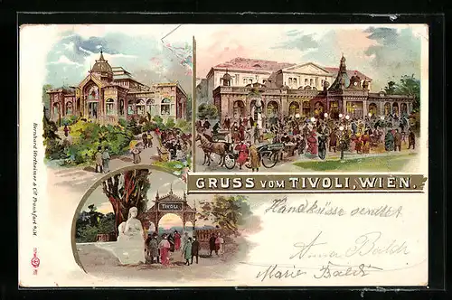 Lithographie Wien, Gasthaus Tivoli, Mehrfachansicht