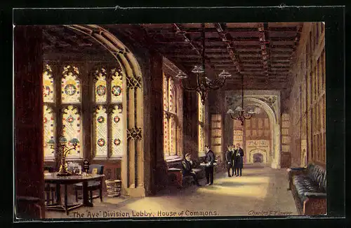 Künstler-AK Charles F. Flower: London, House of Commons, The Ave Division Lobby