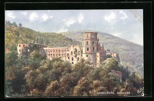 Künstler-AK Charles F. Flower: Heidelberg, Blick auf das Schloss