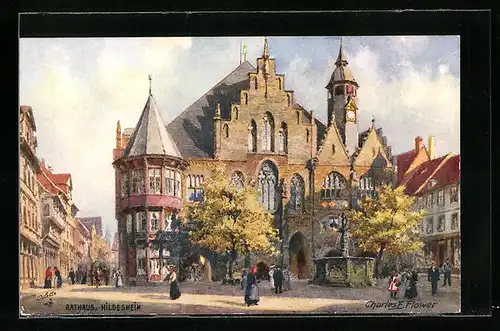 Künstler-AK Charles F. Flower: Hildesheim, Rathaus