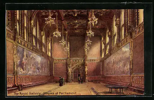 Künstler-AK Charles F. Flower: London, Houses of Parliament, The Royal Gallery