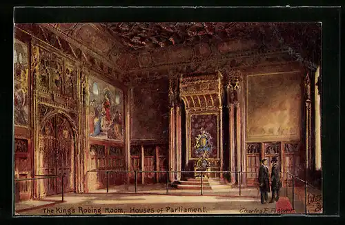 Künstler-AK Charles F. Flower: London, Houses of Parliament, The King`s Robing Room